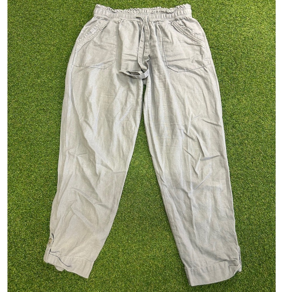 Sincerely Jules Gray Linen Blend Paperbag Waist Jogger Pants Size M